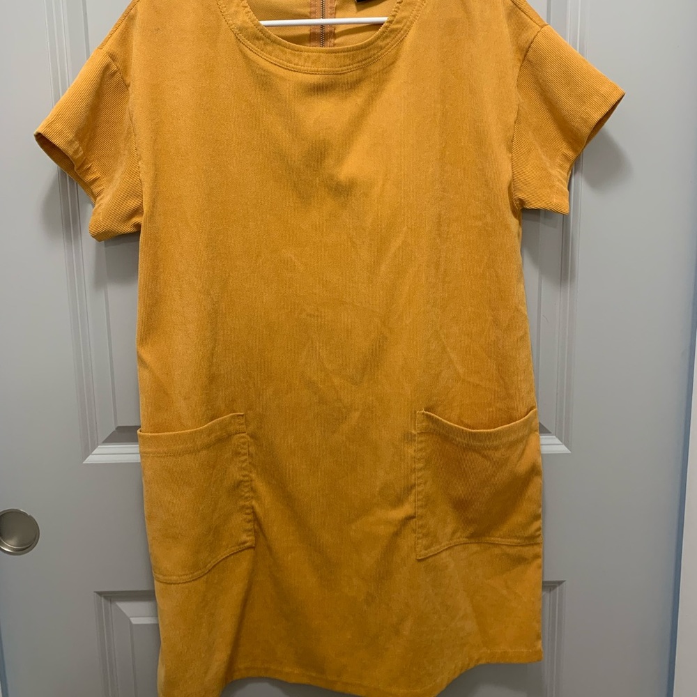 Yellow corduroy dress